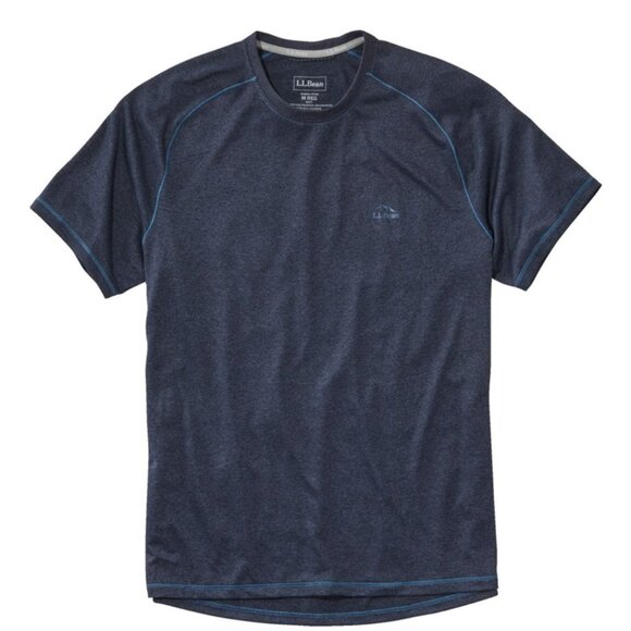LL Bean Mens Bean's Access Trail Tee Shirt T Size Large L Tech Quick Drying Navy - Picture 2 of 5